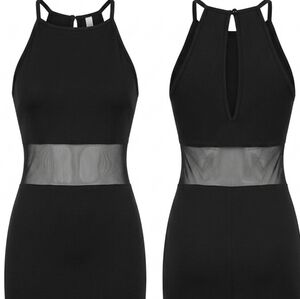 Black Mesh-Waist Sheath Dress - Women